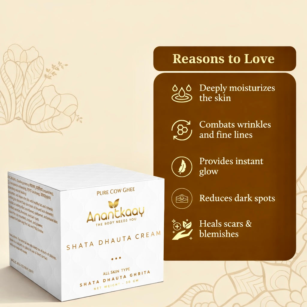 Shata Dhauta Cream - Pure A2 Cow Ghee Face Moisturizer (50g)