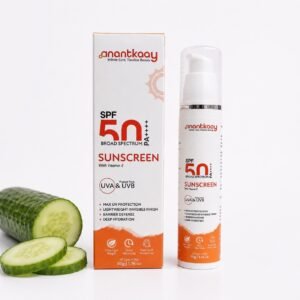 Anantkaay SPF 50 PA++++ Sunscreen for Face & Body | Broad Spectrum UVA & UVB Protection | Lightweight & Quick Absorbing Sunscreen with Vitamin E, Niacinamide, Aloe Vera, Rice & Cucumber Extract | 50g